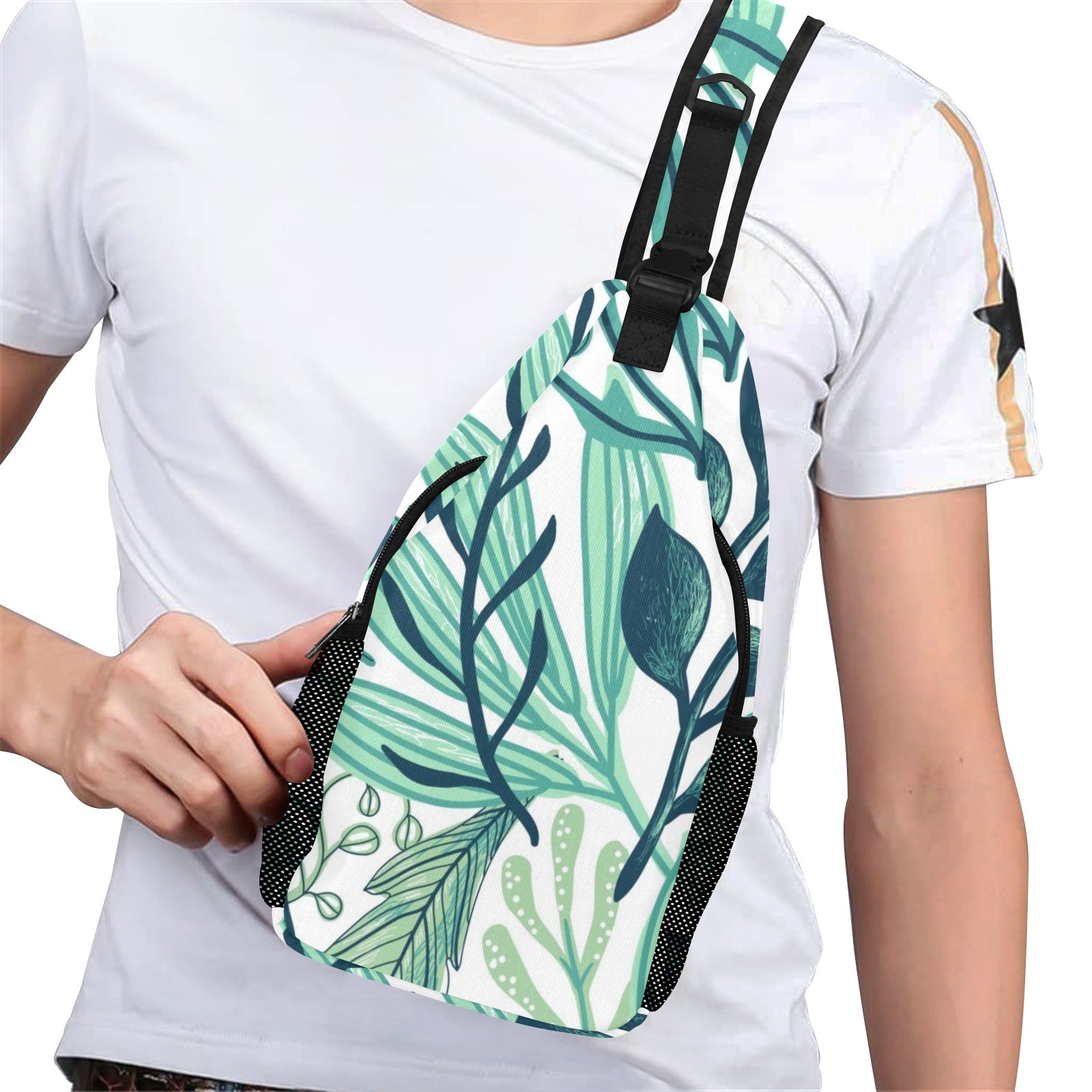 Green Foliage - Cross-Body Chest Bag Cross-Body Chest Bag Printed Offshore