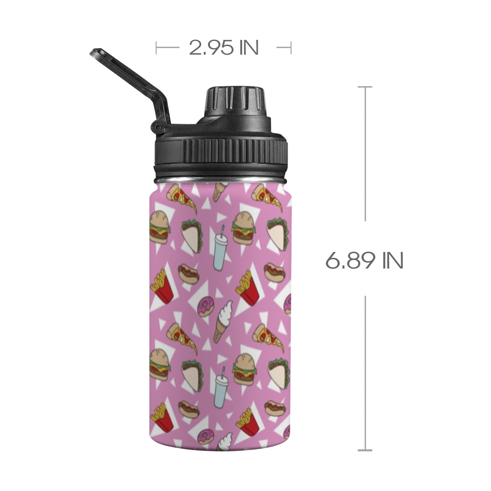 Fast Food - Kids Water Bottle with Chug Lid (12 oz) Kids Water Bottle with Chug Lid Food Printed Offshore