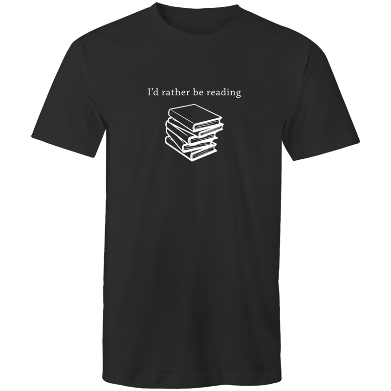 I'd Rather Be Reading - Mens T-Shirt Black Mens T-shirt Funny Mens