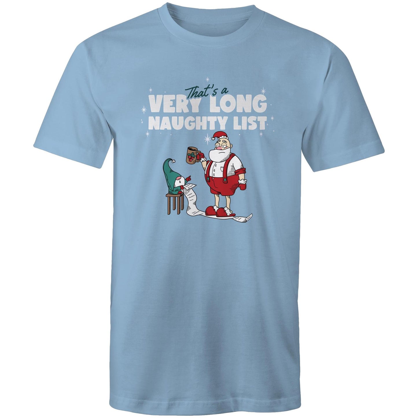 Santa's Naughty List - Mens T-Shirt Carolina Blue Christmas Mens T-shirt Merry Christmas