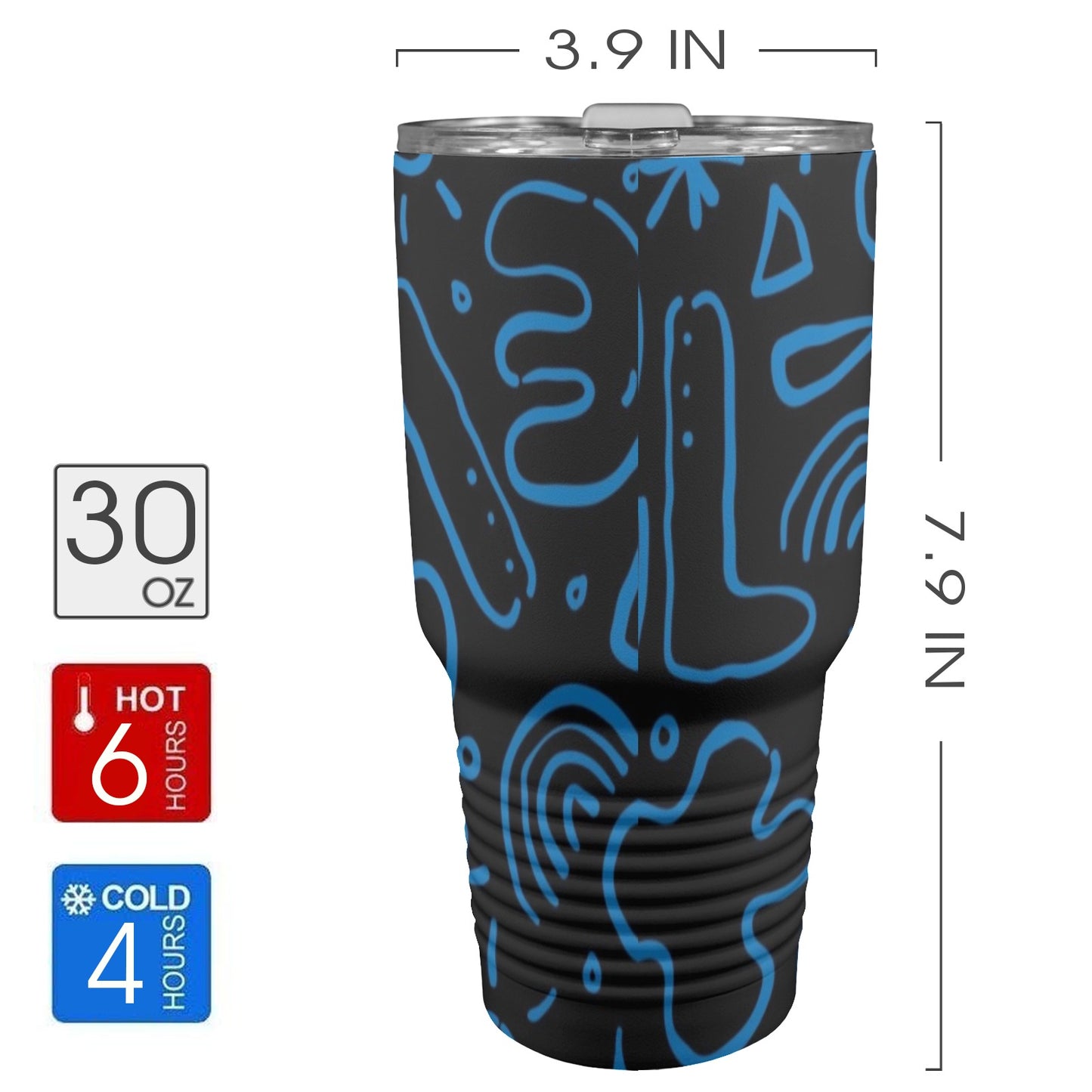 Blue Squiggle - 30oz Insulated Stainless Steel Mobile Tumbler 30oz Insulated Stainless Steel Mobile Tumbler Printed Offshore