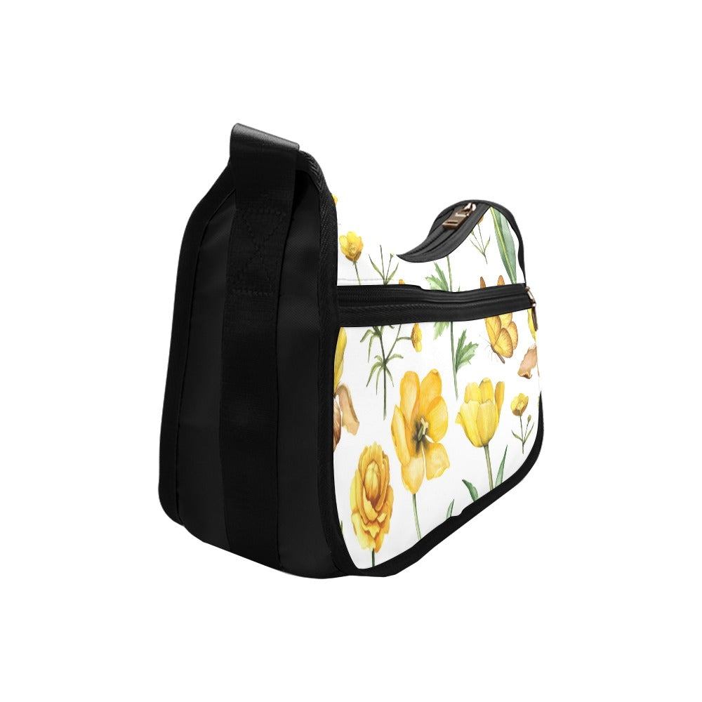 Yellow Flower Watercolour - Crossbody Fabric Handbag Crossbody Handbag