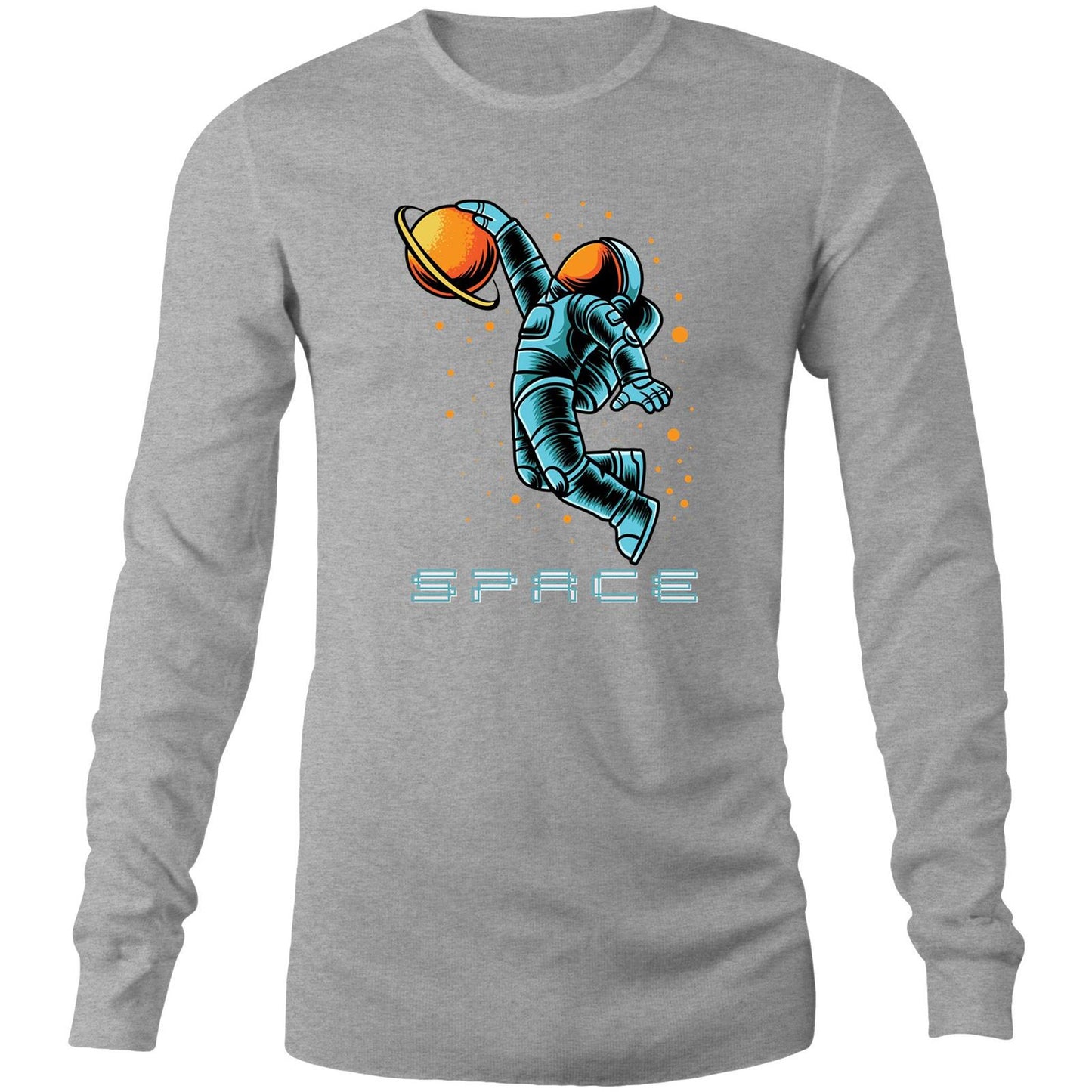Astronaut Basketball - Long Sleeve T-Shirt Grey Marle Unisex Long Sleeve T-shirt Space