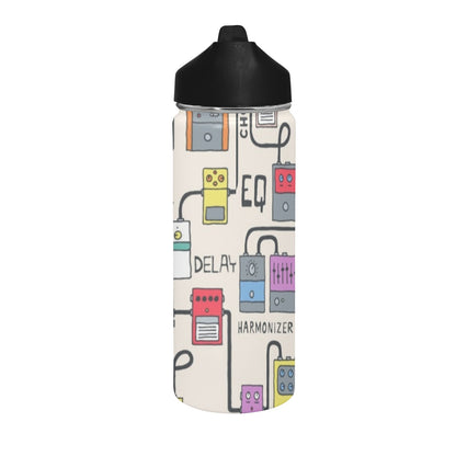 Guitar Pedals Insulated Water Bottle with Straw Lid (18 oz) Insulated Water Bottle with Straw Lid Printed Offshore