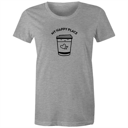 My Happy Place - Women's T-shirt Grey Marle Womens T-shirt Coffee Womens