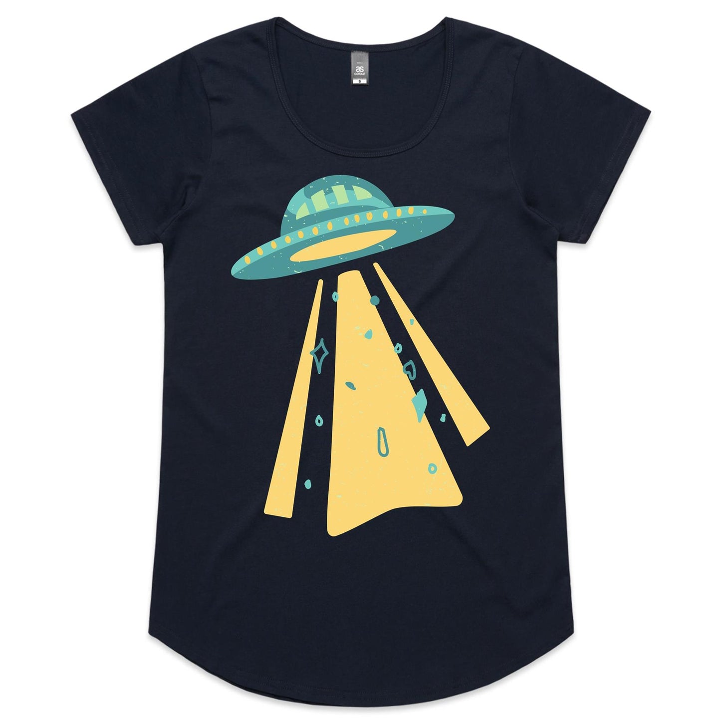 UFO - Womens Scoop Neck T-Shirt Navy Womens Scoop Neck T-shirt Sci Fi Space Womens