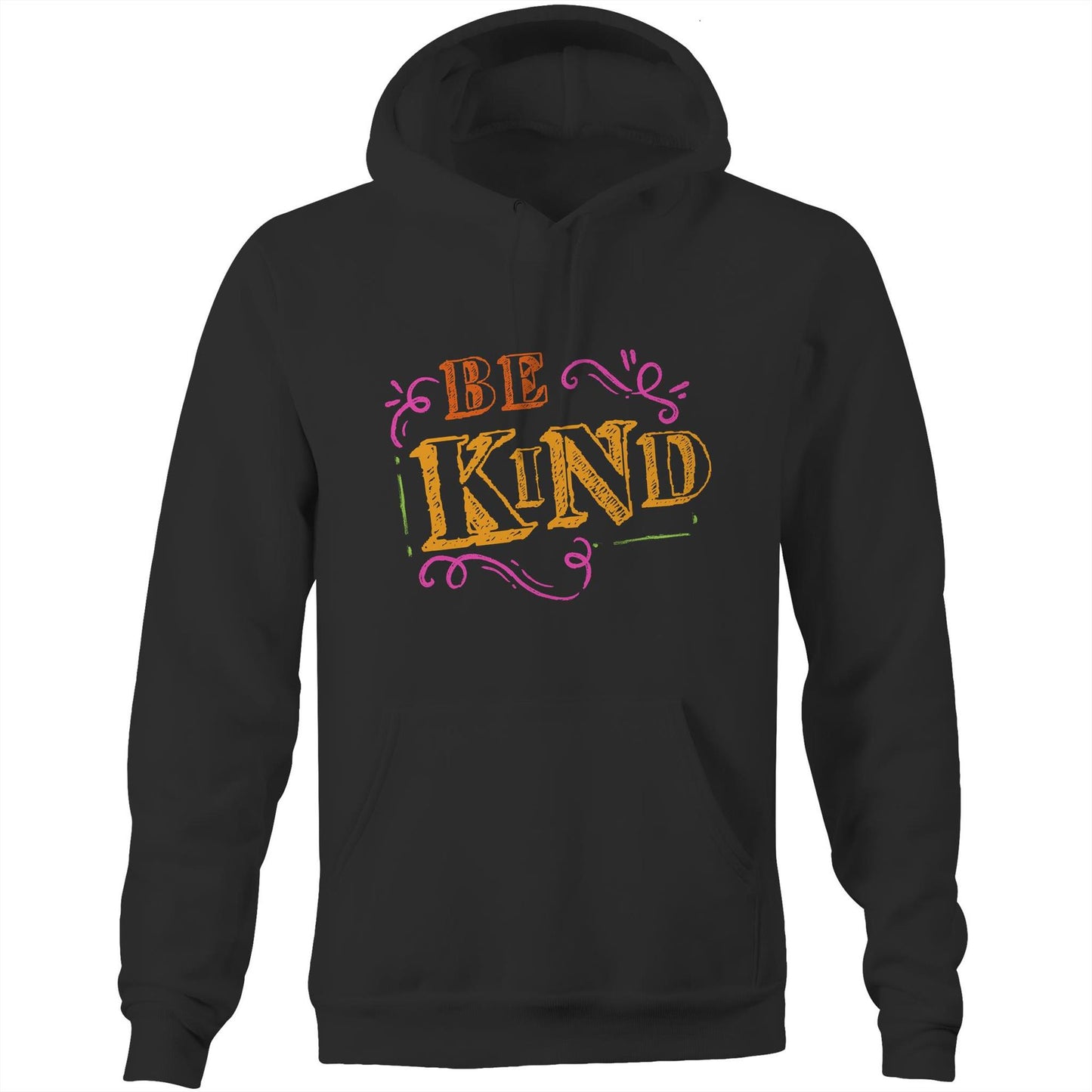 Be Kind - Pocket Hoodie Sweatshirt Black Hoodie