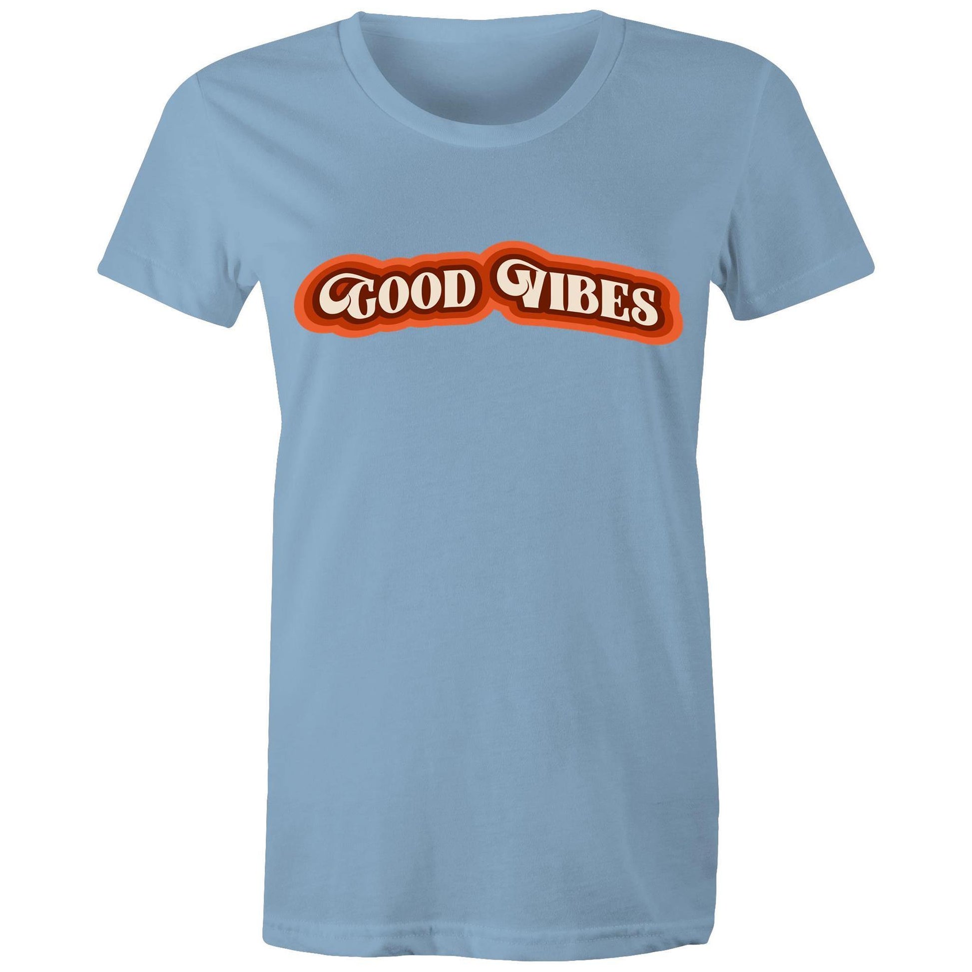 Good Vibes - Women's T-shirt Carolina Blue Womens T-shirt Retro Womens