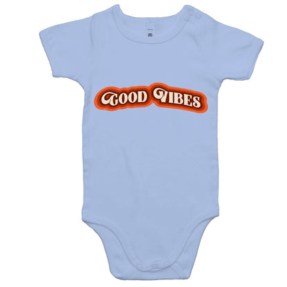 Good Vibes - Baby Bodysuit Powder Blue Baby Bodysuit kids Retro