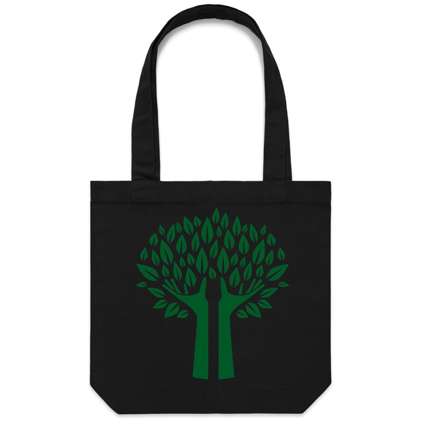 Green Tree - Canvas Tote Bag Black One-Size Tote Bag Environment Plants