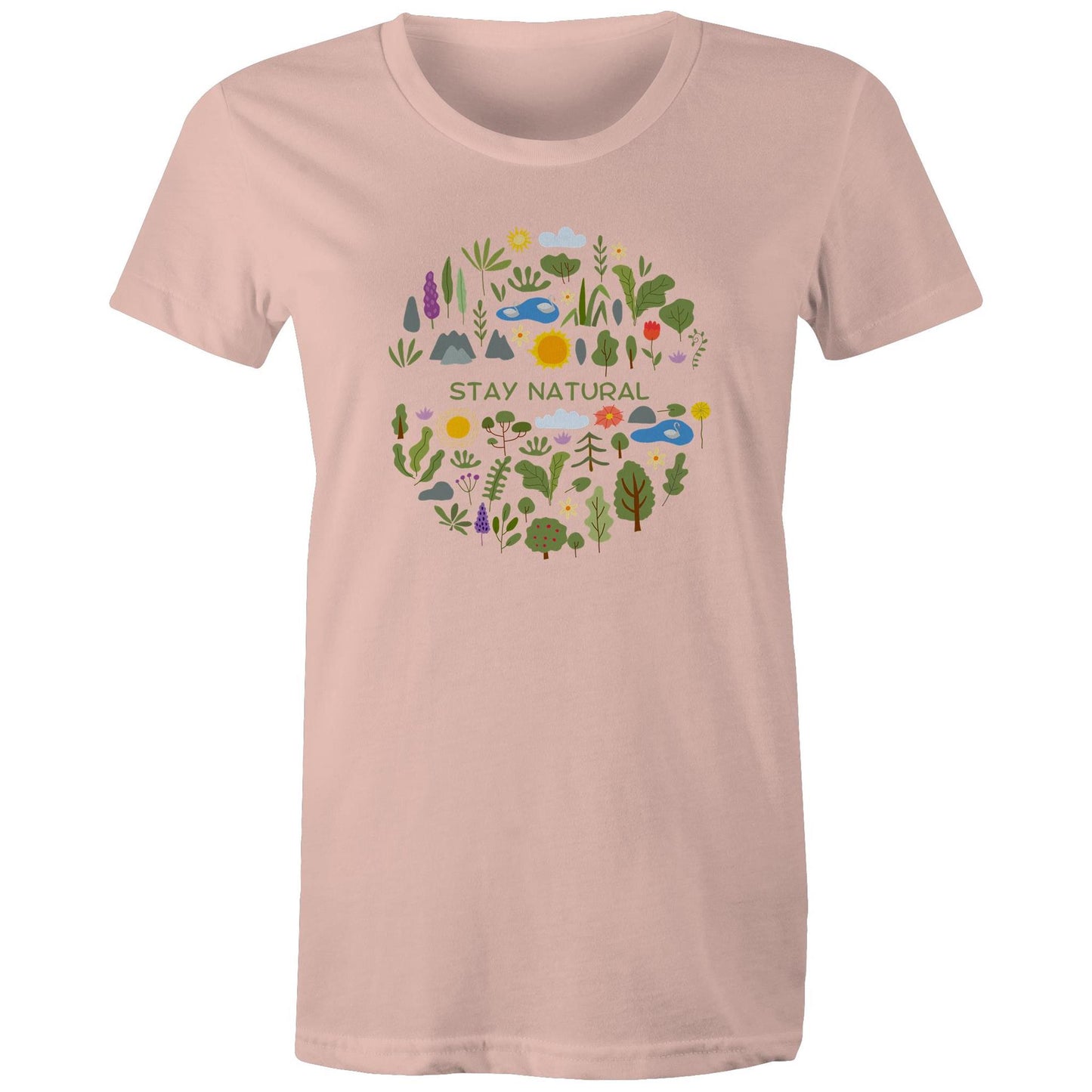 Stay Natural - Womens T-shirt Pale Pink Womens T-shirt Environment Plants