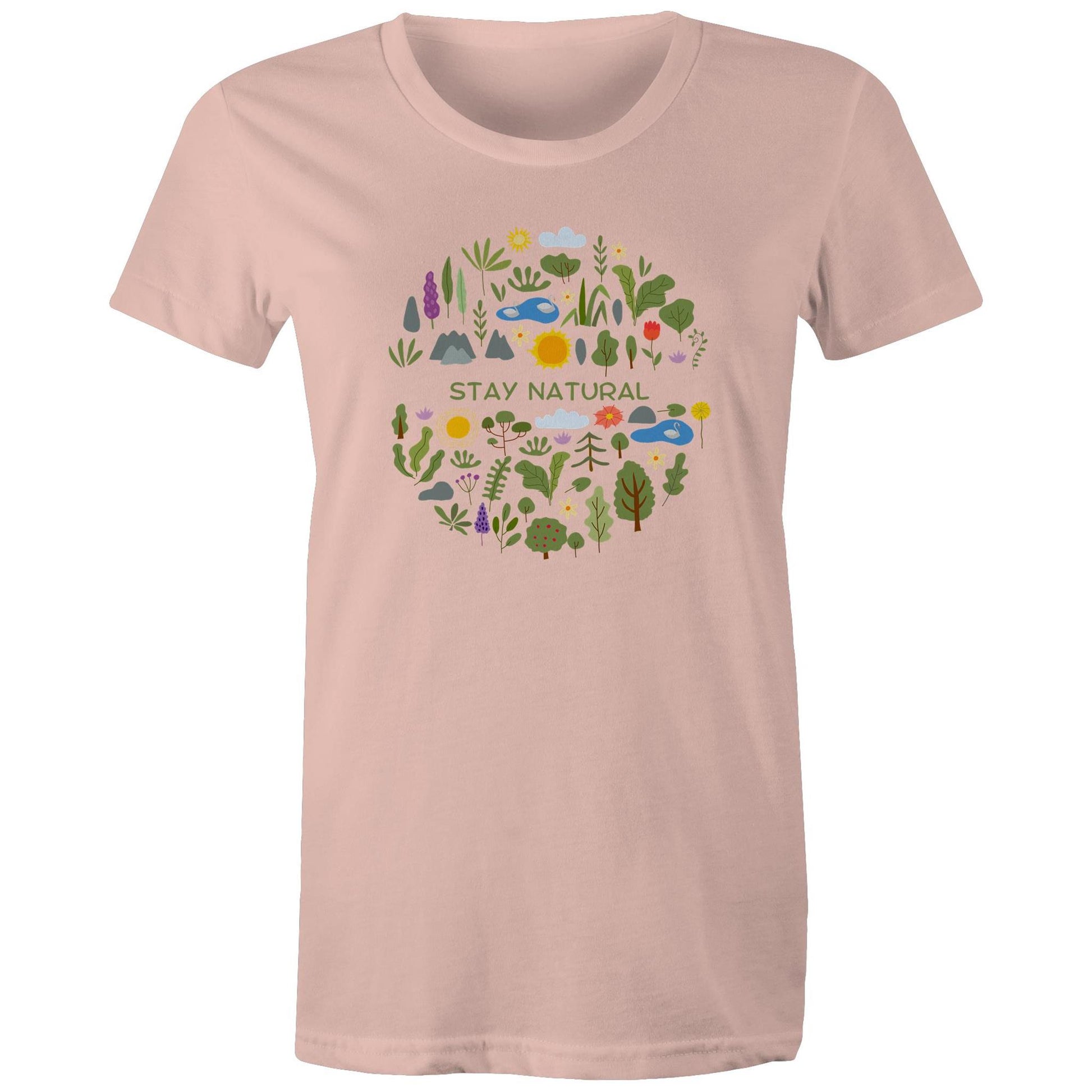 Stay Natural - Womens T-shirt Pale Pink Womens T-shirt Environment Plants
