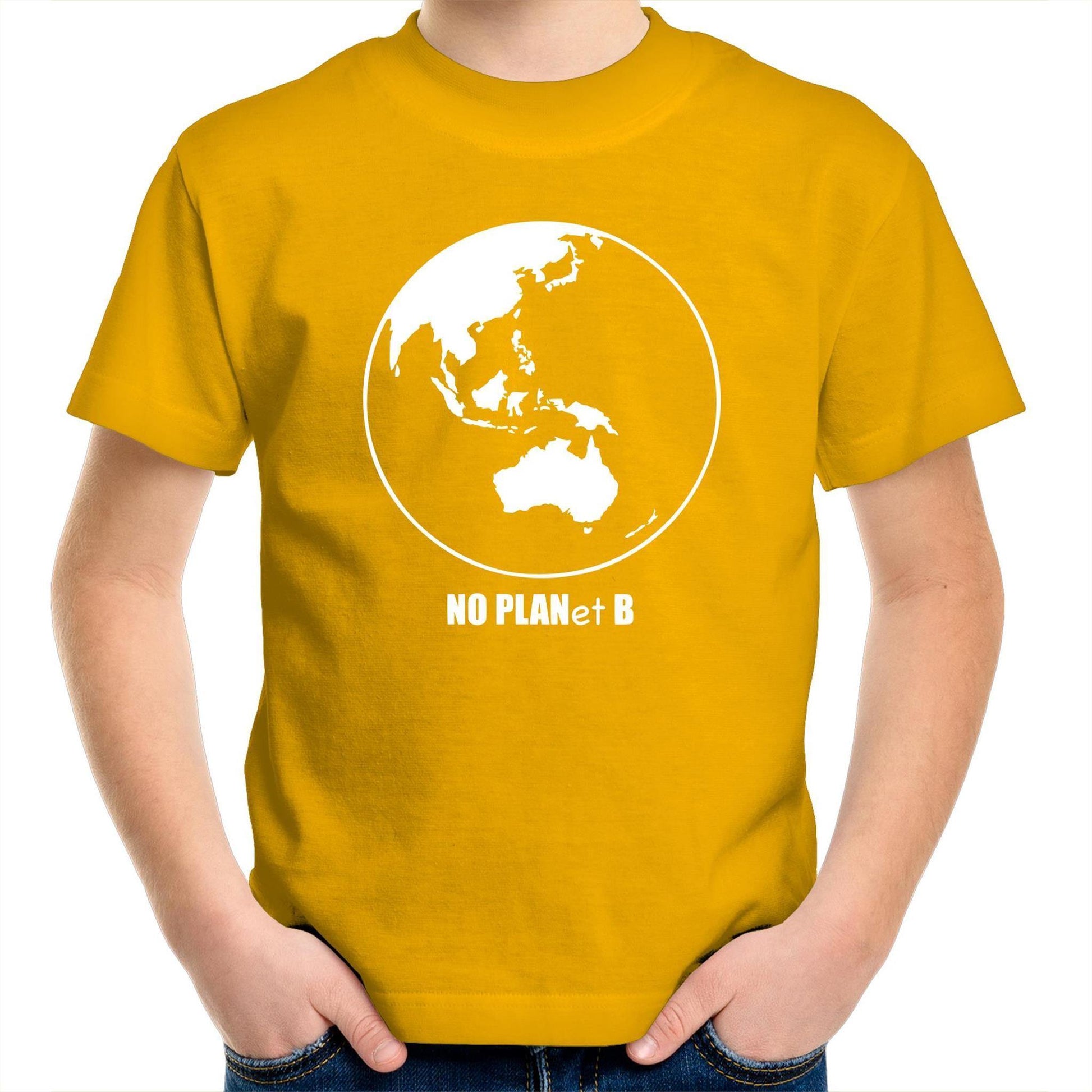 No Planet B - Kids Youth Crew T-Shirt Gold Kids Youth T-shirt Environment