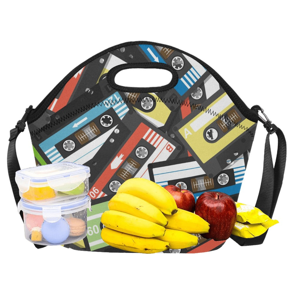 Cassette Tapes - Neoprene Lunch Bag/Large Neoprene Lunch Bag/Large Music Retro