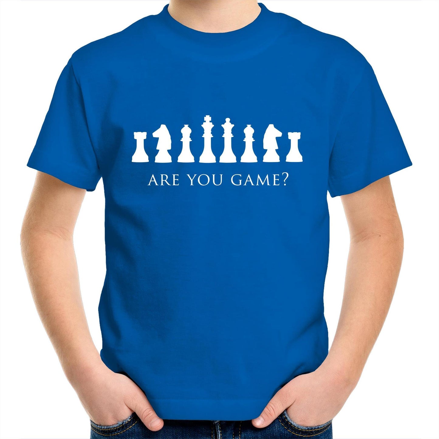 Are You Game - Kids Youth Crew T-shirt Bright Royal Kids Youth T-shirt Chess