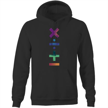 Maths Symbols - Pocket Hoodie Sweatshirt Black Hoodie Maths Science