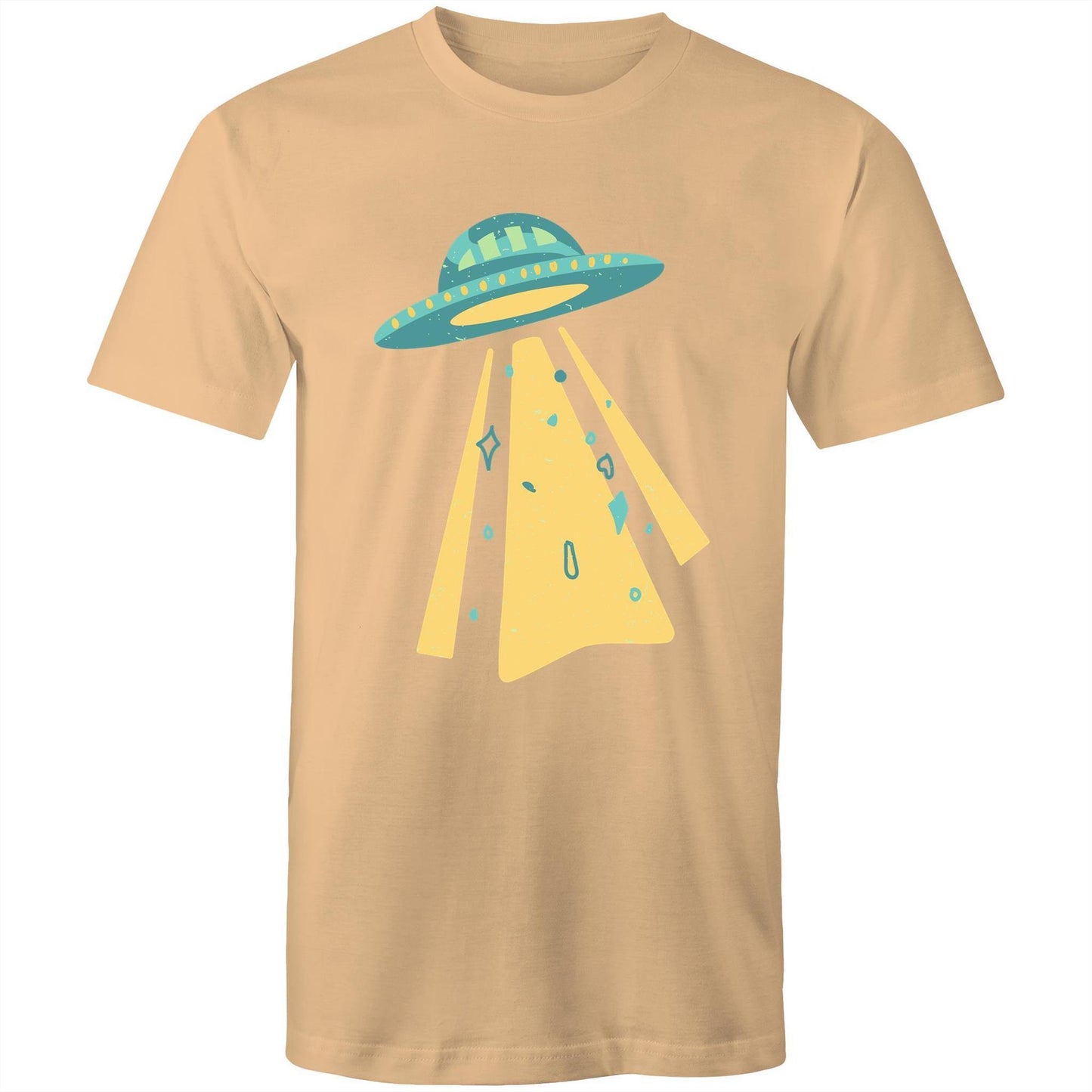 UFO - Mens T-Shirt Tan Mens T-shirt Mens Retro Sci Fi Space