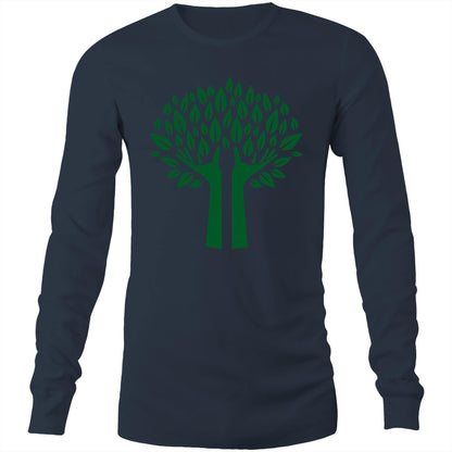 Green Tree - Long Sleeve T-Shirt Navy Unisex Long Sleeve T-shirt Environment Mens Plants Womens