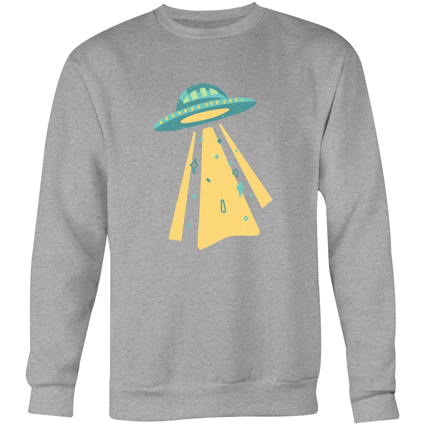 UFO - Crew Sweatshirt Grey Marle Sweatshirt Mens Retro Sci Fi Space Womens