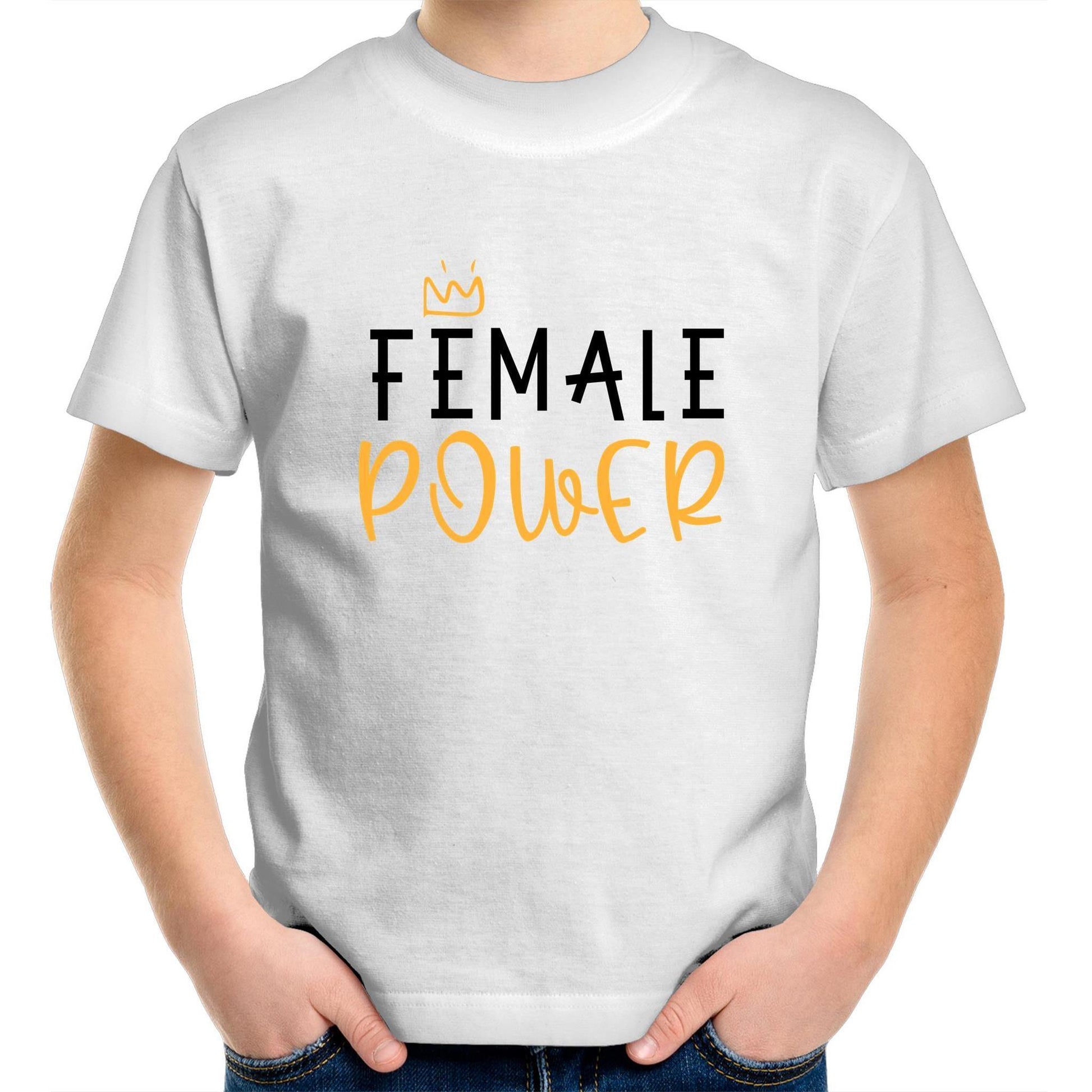 Female Power - Kids Youth Crew T-Shirt White Kids Youth T-shirt