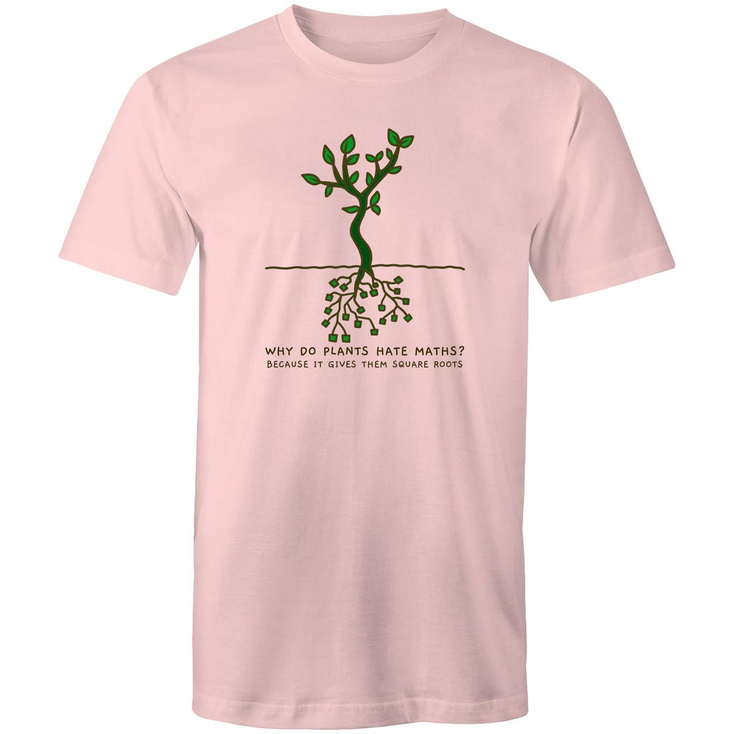 Square Roots - Mens T-Shirt Pink Mens T-shirt Maths Plants Science