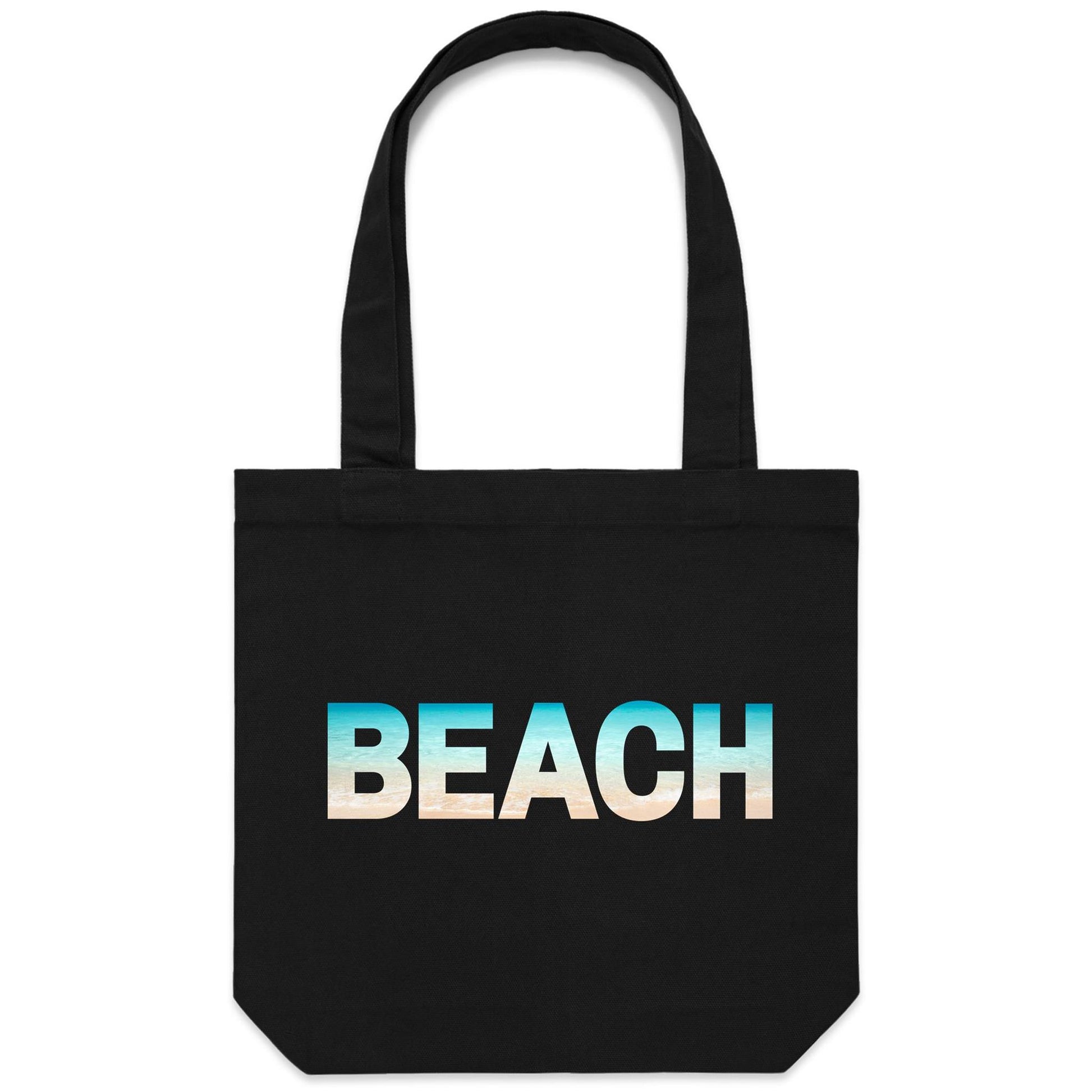 Beach - Canvas Tote Bag Black One-Size Tote Bag Summer