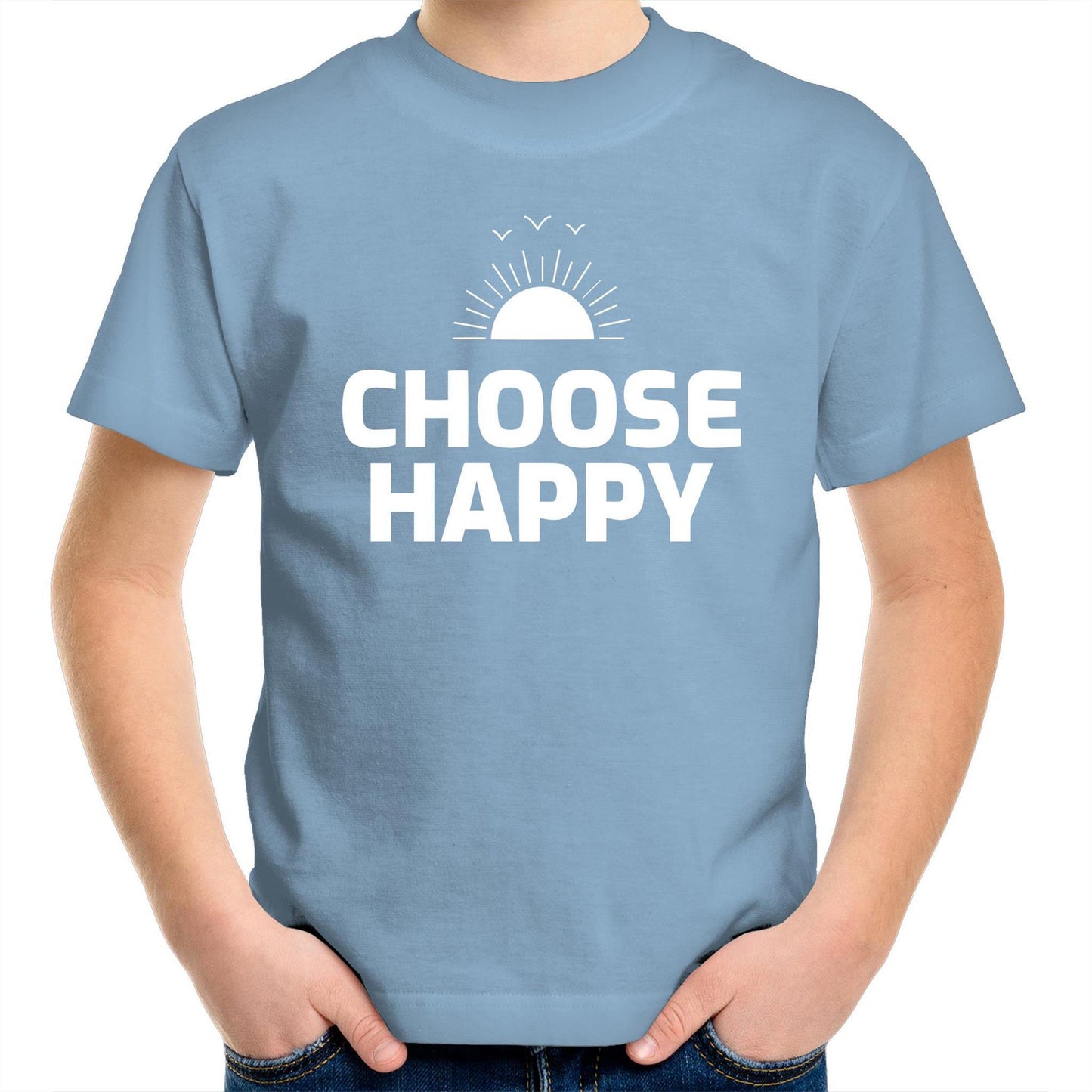 Choose Happy - Kids Youth Crew T-Shirt Carolina Blue Kids Youth T-shirt