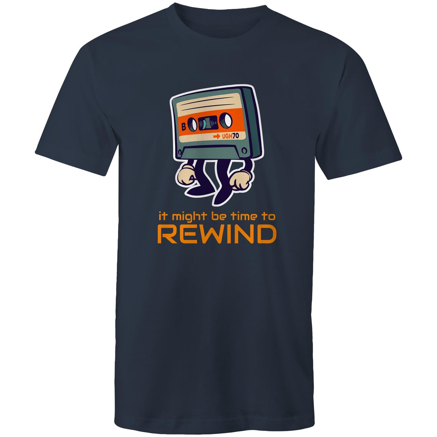 It Might Be Time To Rewind - Mens T-Shirt Navy Mens T-shirt Music Retro