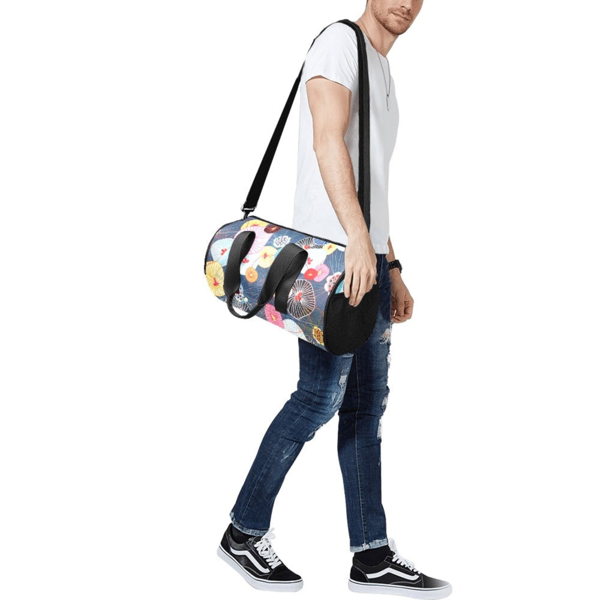 Abstract Floral - Round Duffle Bag Round Duffle Bag