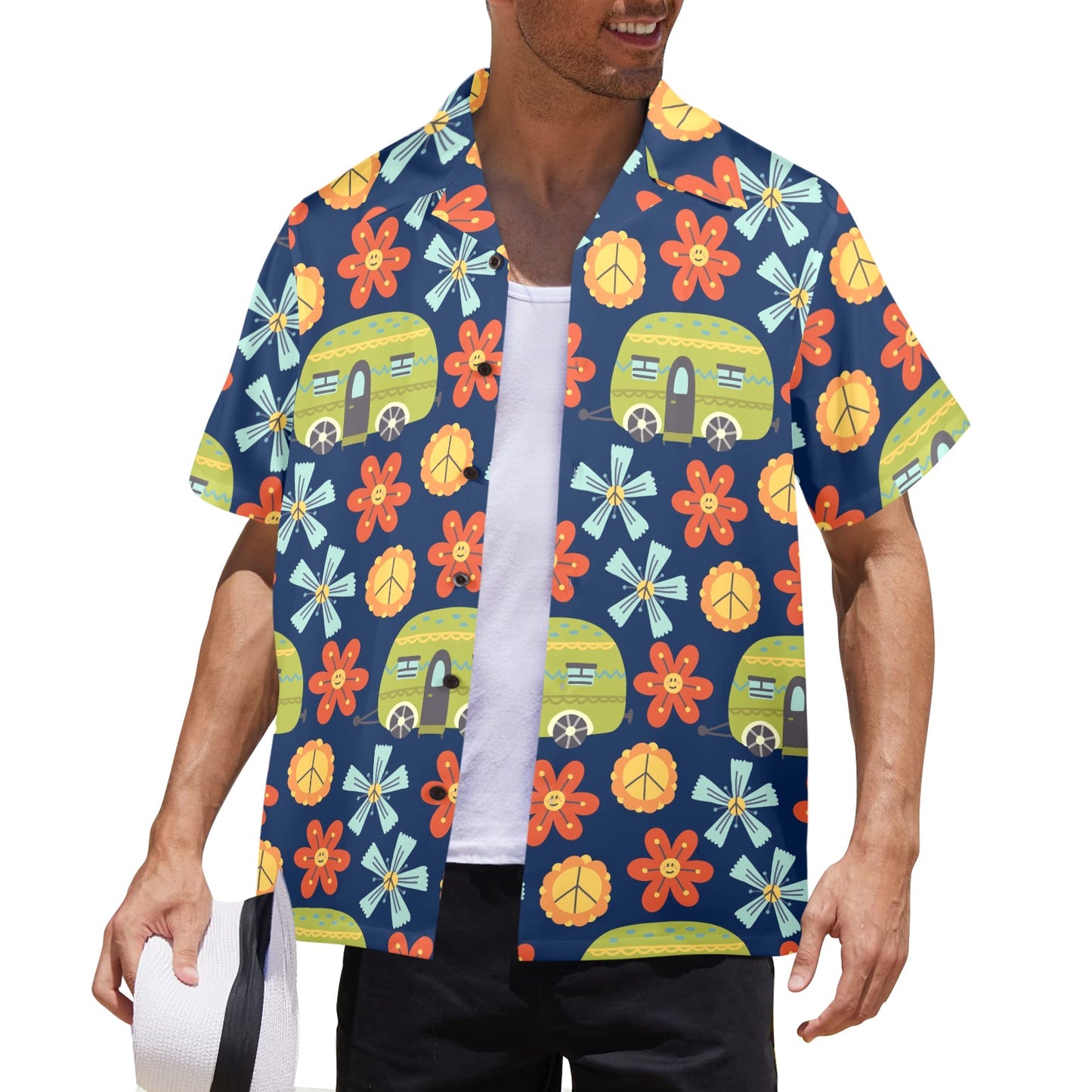 Hippy Caravan - Mens Hawaiian Shirt Mens Hawaiian Shirt