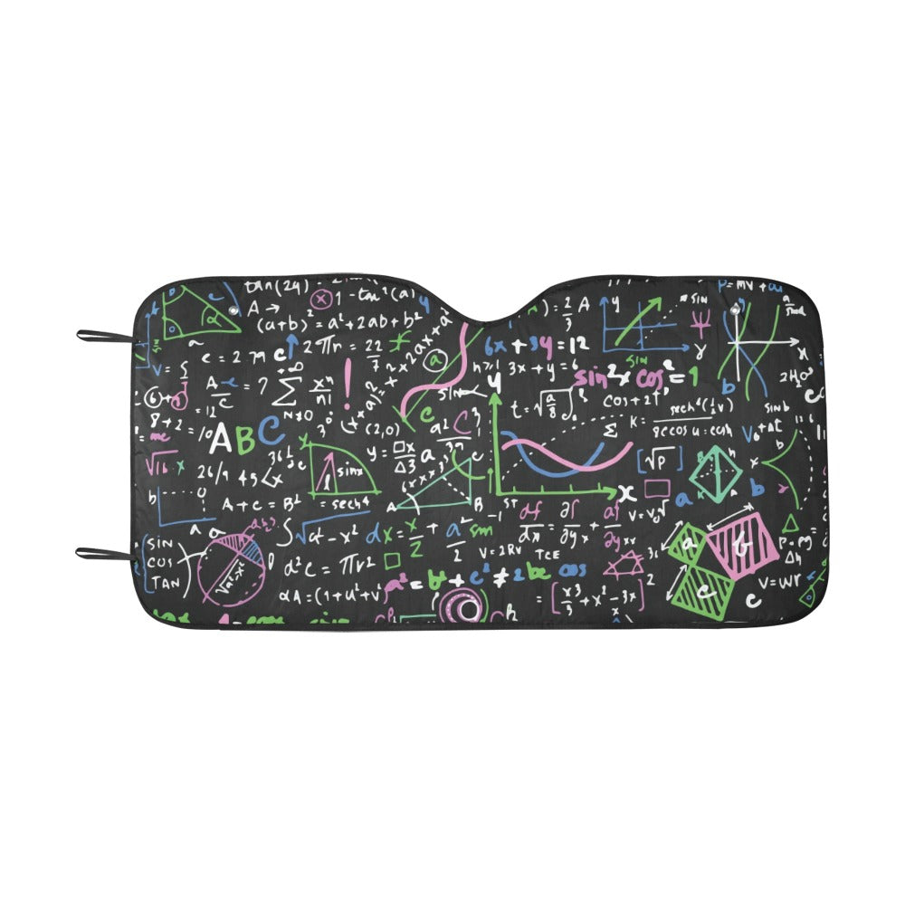 Equations In Green And Pink - Car Sun Shade 55"x30" Car Sun Shade 55"x30" Printed Offshore