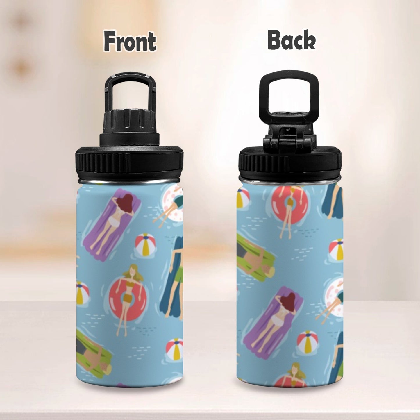 Beach Float - Kids Water Bottle with Chug Lid (12 oz) Kids Water Bottle with Chug Lid Summer