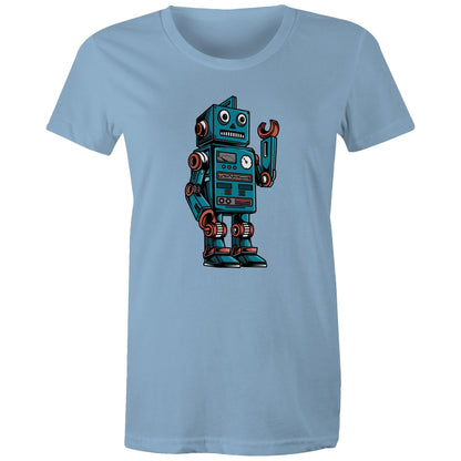 Robot - Womens T-shirt Carolina Blue Womens T-shirt Sci Fi