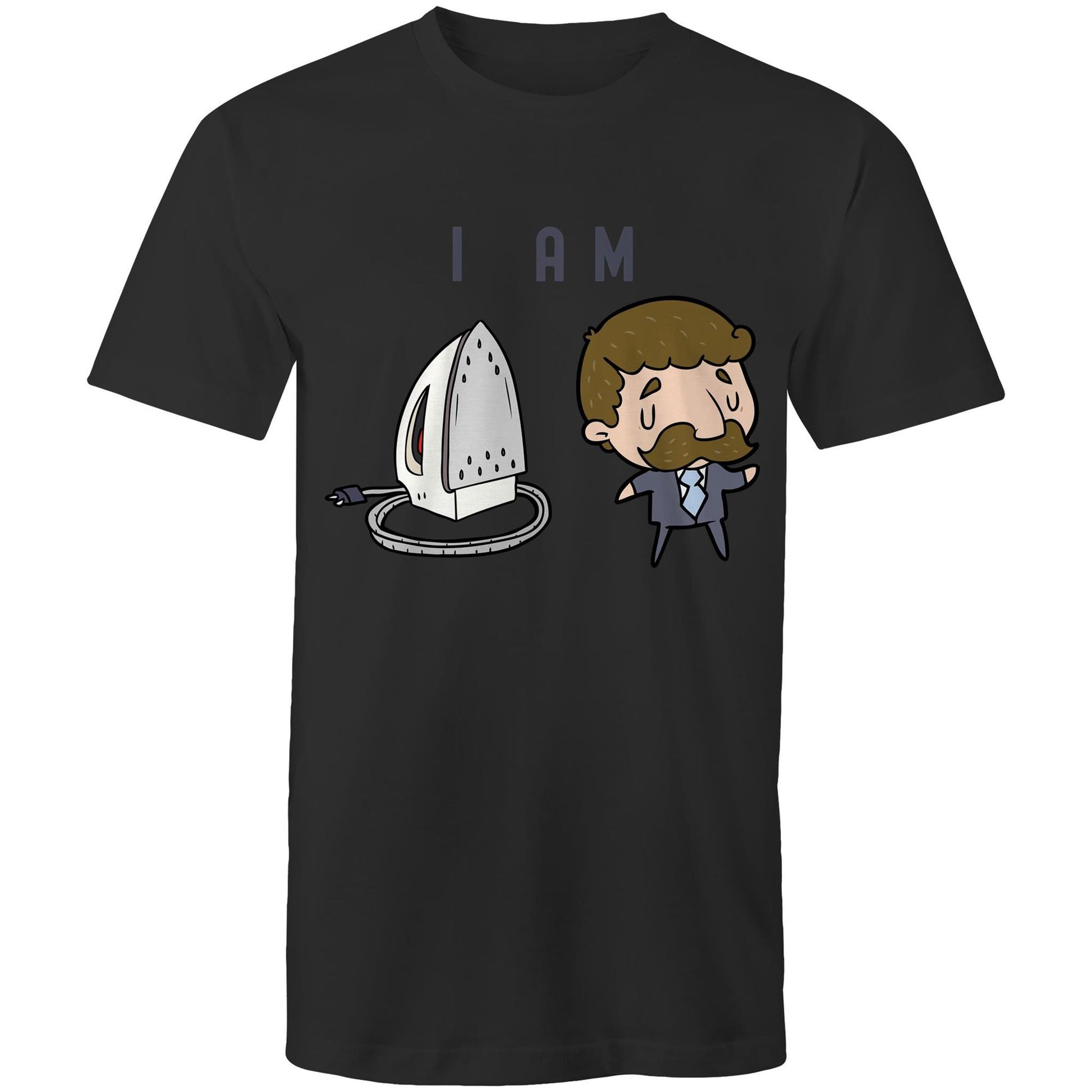 I Am Ironing Man Cartoon - Mens T-Shirt Black Mens T-shirt comic Funny