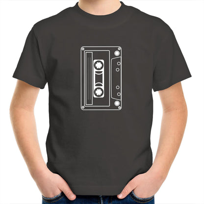 Cassette - Kids Youth Crew T-Shirt Charcoal Kids Youth T-shirt Music Retro