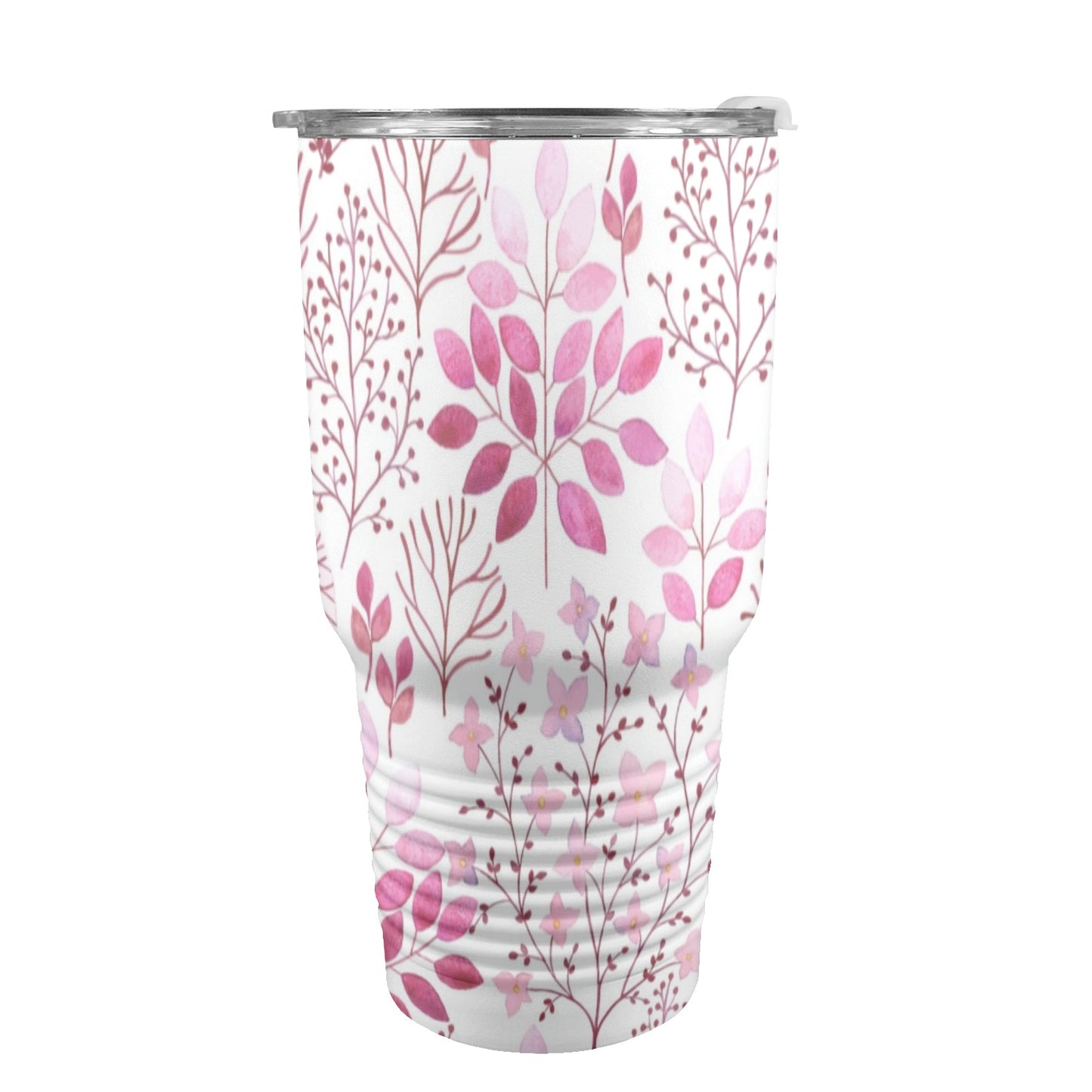 Pink Flowers - 30oz Insulated Stainless Steel Mobile Tumbler 30oz Insulated Stainless Steel Mobile Tumbler Plants Printed Offshore