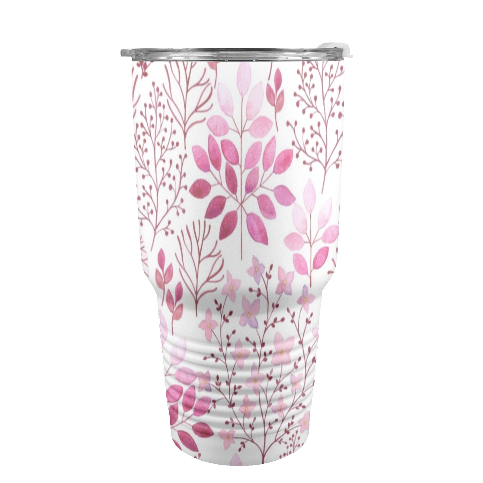 Pink Flowers - 30oz Insulated Stainless Steel Mobile Tumbler 30oz Insulated Stainless Steel Mobile Tumbler Plants