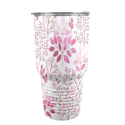 Pink Flowers - 30oz Insulated Stainless Steel Mobile Tumbler 30oz Insulated Stainless Steel Mobile Tumbler Plants