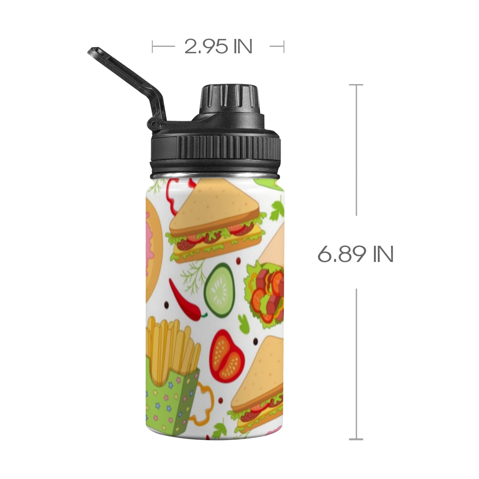 Snack Time - Kids Water Bottle with Chug Lid (12 oz) Kids Water Bottle with Chug Lid