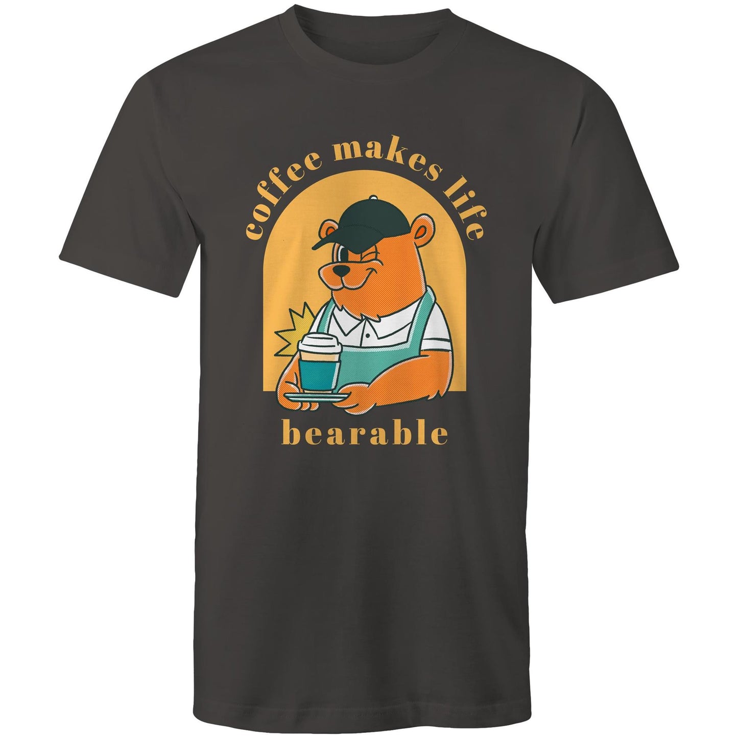 Coffee Makes Life Bearable - Mens T-Shirt Charcoal Mens T-shirt animal Coffee