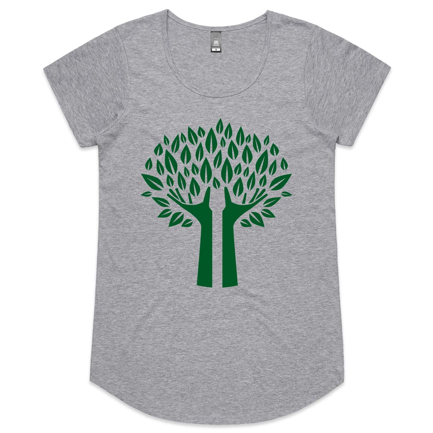 Green Tree - Womens Scoop Neck T-Shirt Grey Marle Womens Scoop Neck T-shirt Environment Plants Womens