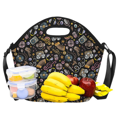 Retro Music Mix - Neoprene Lunch Bag/Large Neoprene Lunch Bag/Large Music Printed Offshore Retro