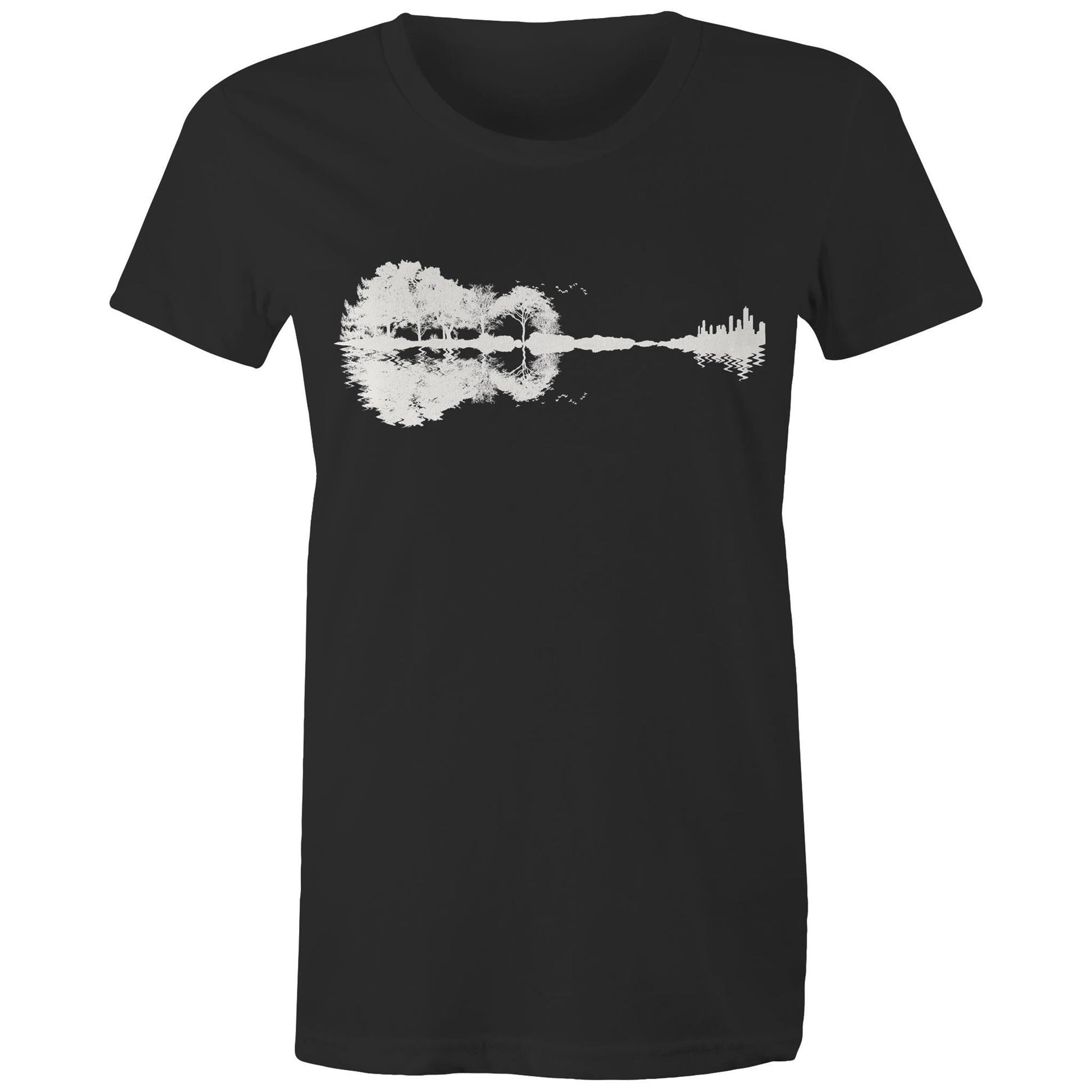 Guitar Reflection - Womens T-shirt Black Womens T-shirt Music