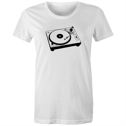 Turntable - Women's T-shirt White Womens T-shirt Music Retro Womens
