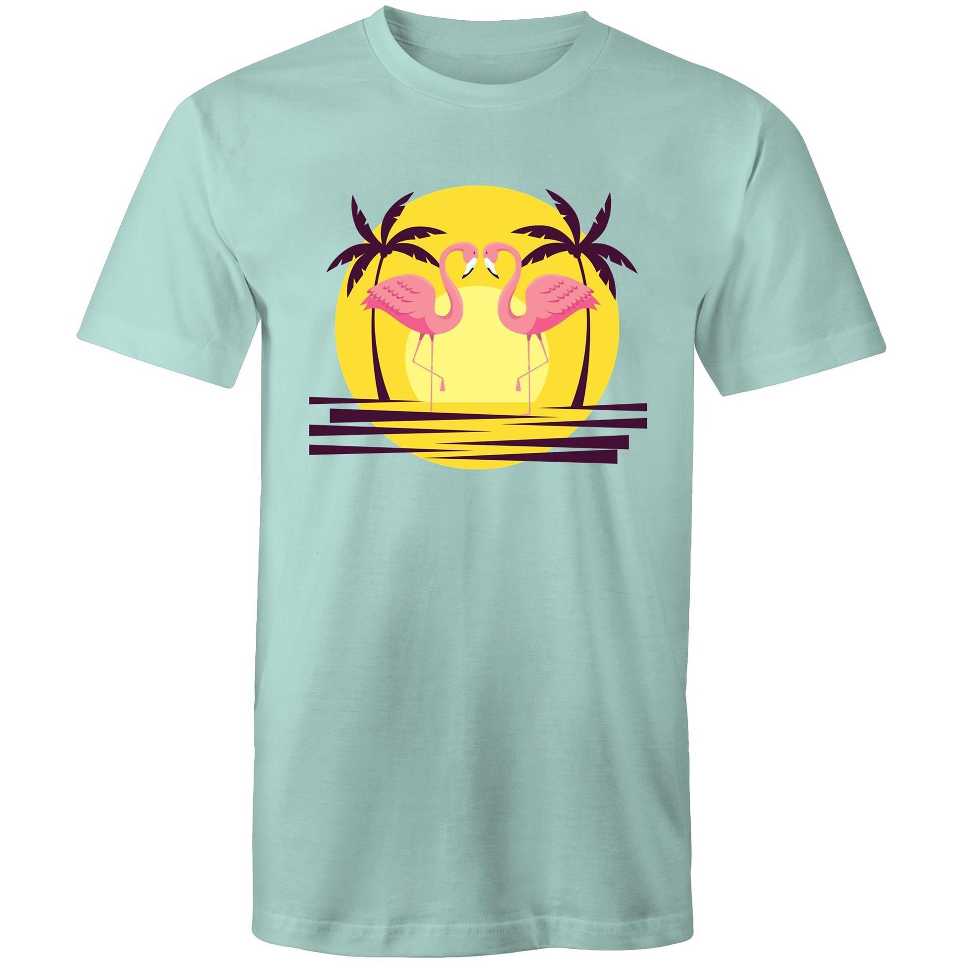 Flamingo Love - Mens T-Shirt Aqua Mens T-shirt animal Mens Retro Summer