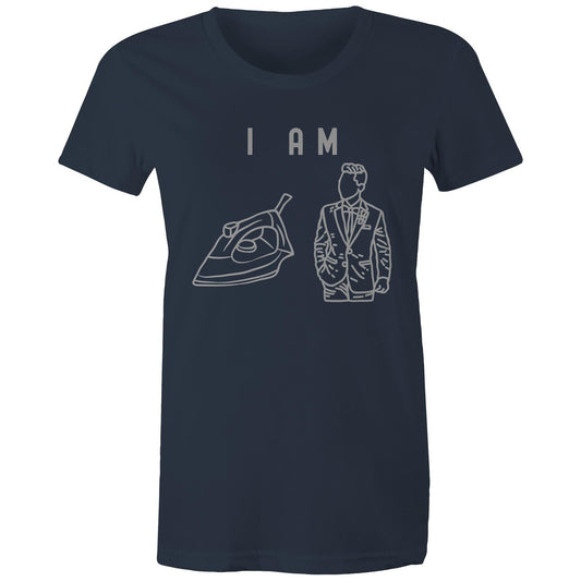 I Am Ironing Man - Womens T-shirt Navy Womens T-shirt comic Funny