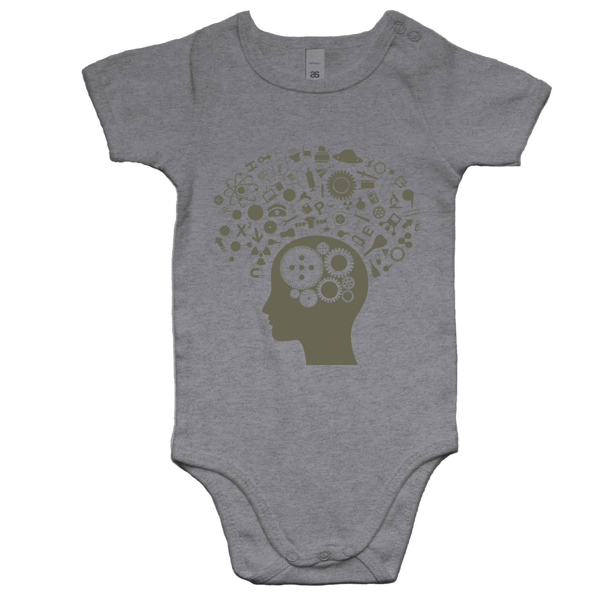 Science Brain - Baby Bodysuit Grey Marle Baby Bodysuit kids Science