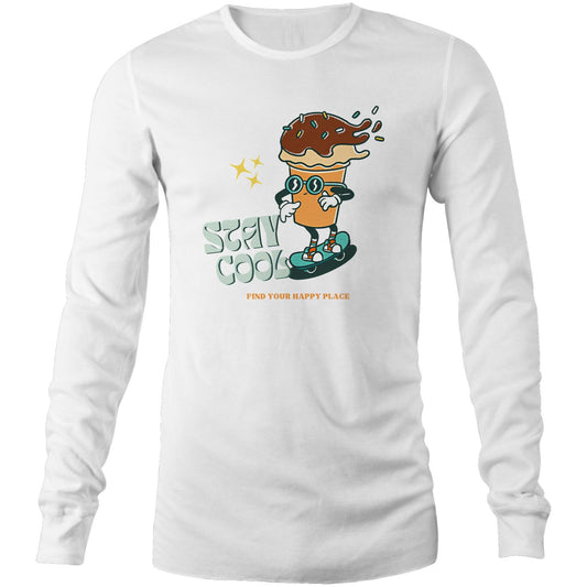 Stay Cool, Find Your Happy Place - Long Sleeve T-Shirt White Unisex Long Sleeve T-shirt Retro Summer