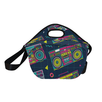 Boombox - Neoprene Lunch Bag/Large Neoprene Lunch Bag/Large Music Retro