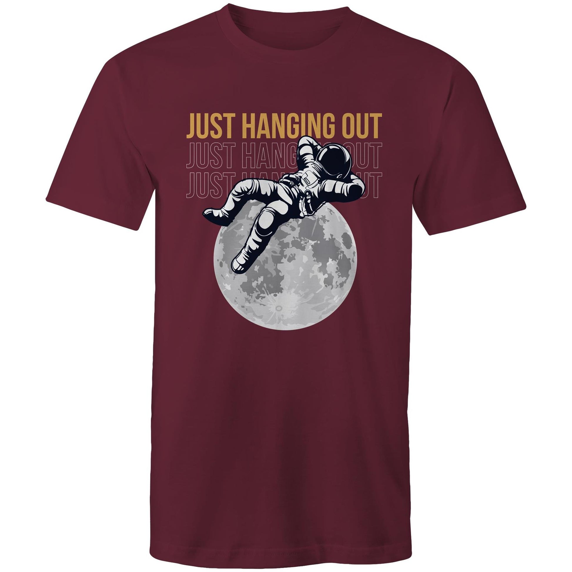Just Hanging Out - Mens T-Shirt Burgundy Mens T-shirt Space